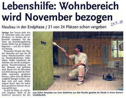 Lebenshilfe: Wohnbereich wird November bezogen - NDZ Artikel vom 27.09.2011