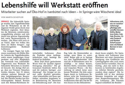 Lebenshilfe will Werkstatt eröffnen - NP Artikel vom 04.04.2014