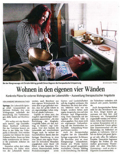 Wohnen in den eigenen vier Wänden - NDZ Artikel vom 05.09.2015