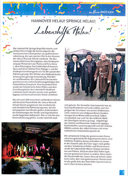 Hannover Helau! Springe Helau! Lebenshilfe Helau! aus dem Stadtmagazin 03/2017