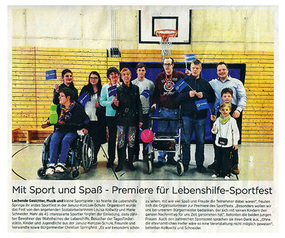 Mit Sport und Spaß - Premiere für Lebenshilfe Sportfest - Deister Anzeiger Artikel vom 05.04.2017