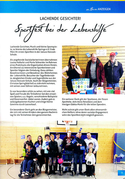 Sportfest bei der Lebenshilfe aus dem Stadtmagazin 04/2017