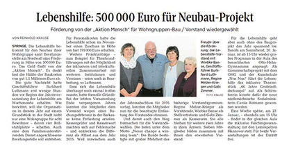 Lebenshilfe: 500.000 Euro für Neubau-Projekt - NDZ Artikel vom 15.01.2018