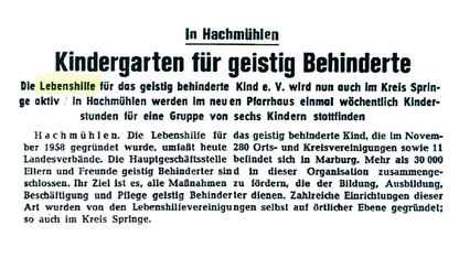 Kindergarten für geistig Behinderte - NDZ vor 50 Jahren