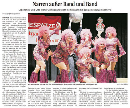 Narren außer Rand und Band - NDZ Artikel vom 30.01.2018