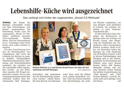 Lebenshilfe-Küche wird ausgezeichnet - Neue Deister-Zeitung vom 04.02.2020